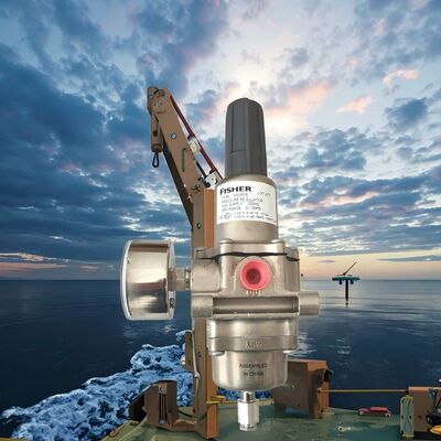 Régulateur de gaz Fisher avec corps en acier inoxydable et pression d'entrée de 250 psi pour les applications offshore