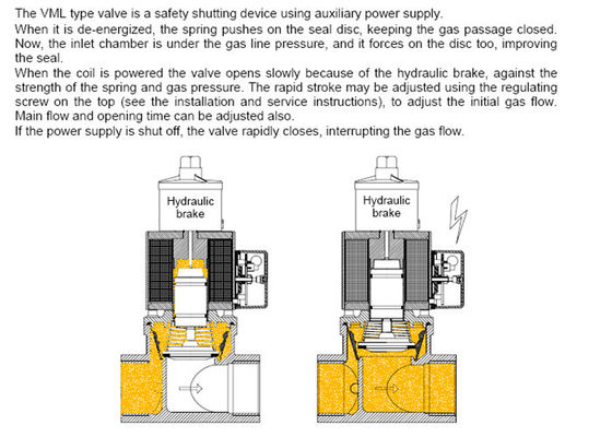 Modèle de la marque VML d'Elektrogas Safety Solenoid Valve DN10 à la taille DN80